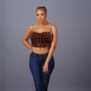 Leopard Print Faux Fur Bustier
